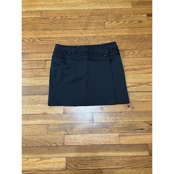Express Womens Wrap Skirt Juniors Size 5/6 Black Stretch Cotton Beaded NWT $78 - Picture 1 of 7